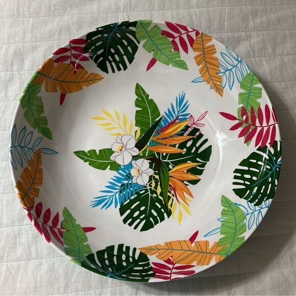 Wegmans Island Tropical Beach 3 pc Bowl Fork Spoon Melamine Serving Set NIP - Picture 4 of 8